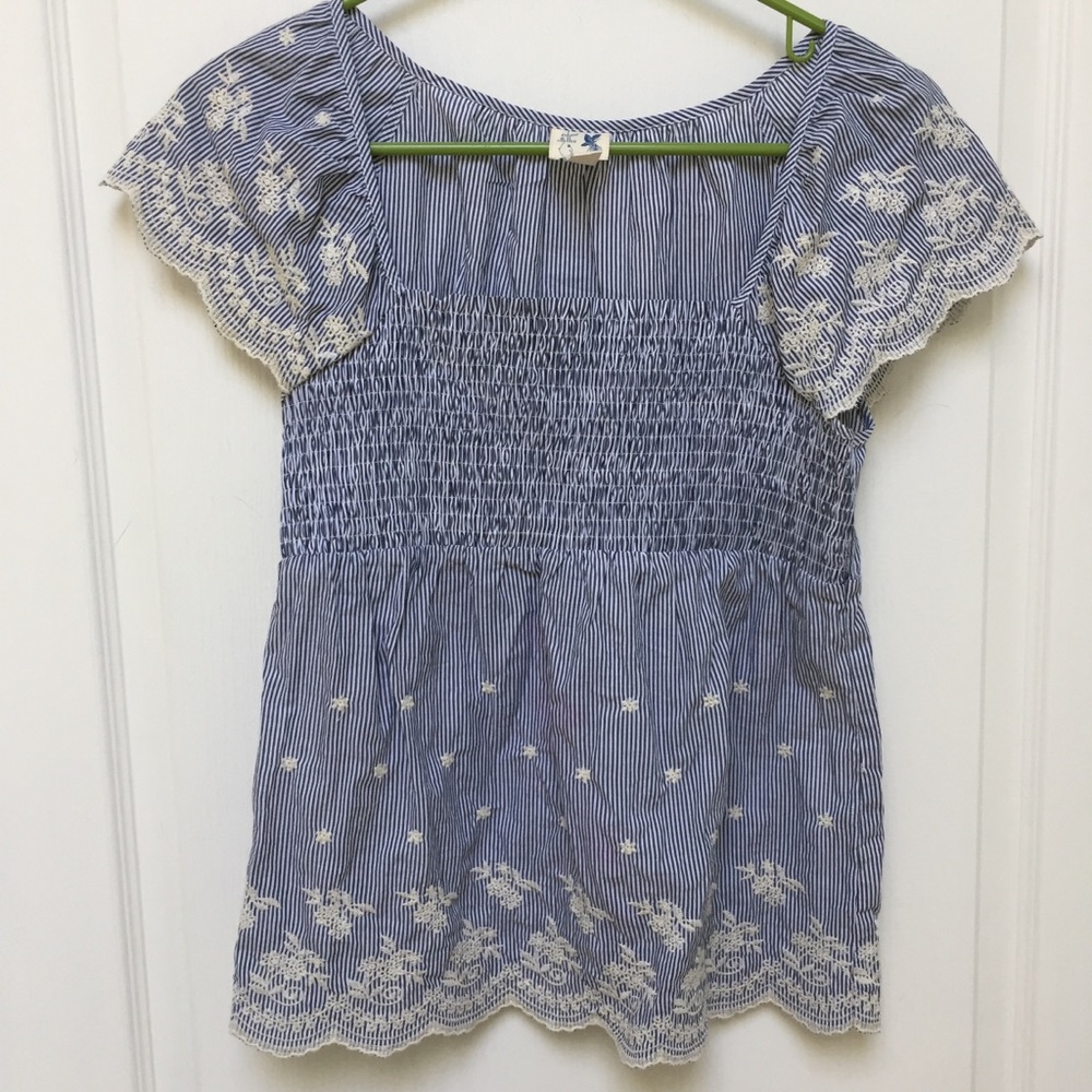 Edme & Esyllte Pinstripe Embroidered Top